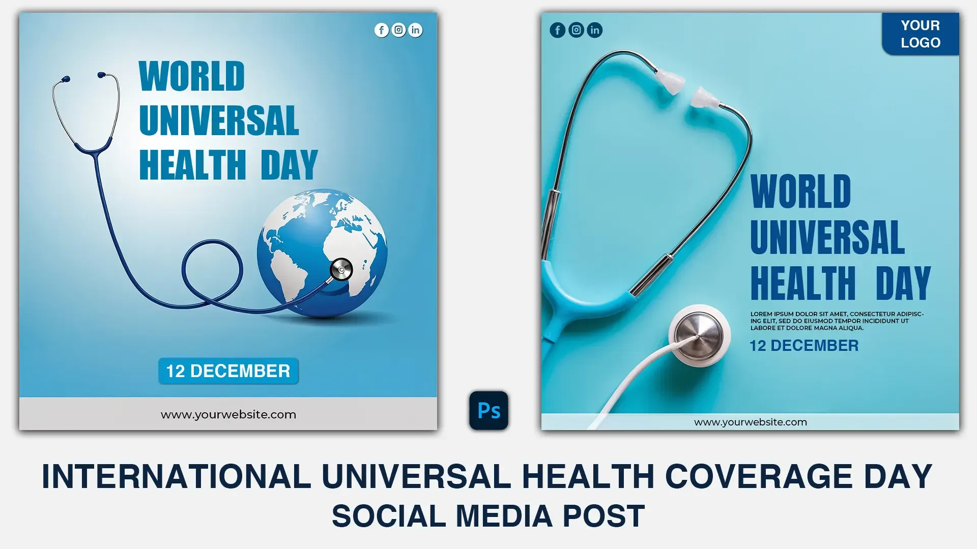 World Universal Health Day Globe and Stethoscope Instagram Post image